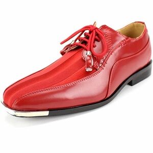 Expressions Men's Formal Oxford Dress Shoes Striped Satin Red